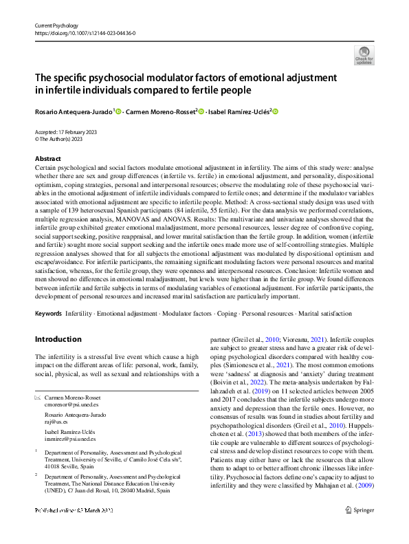 (PDF) The specific psychosocial modulator factors of emotional ...