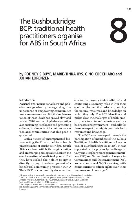 (PDF) The Bushbuckridge BCP : traditional health practitioners organise ...