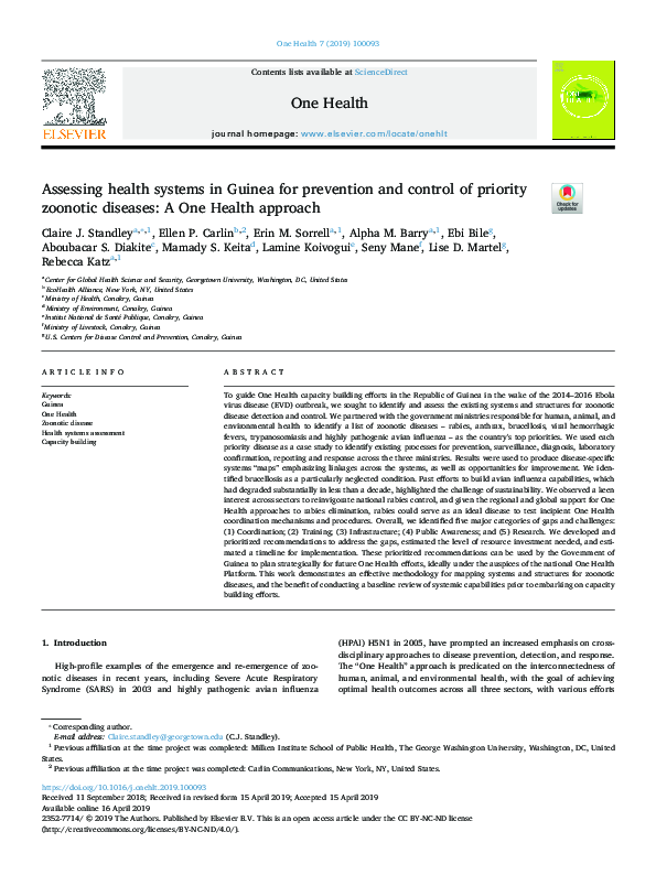 (PDF) Assessing health systems in Guinea for prevention and control of ...