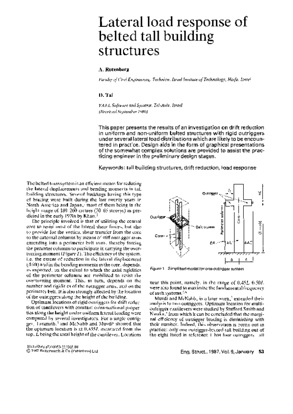 (PDF) Lateral load response of belted tall building structures