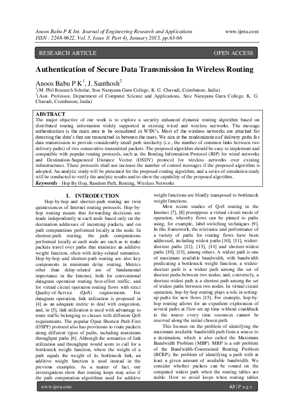 (PDF) Authentication of Secure Data Transmission In Wireless Routing