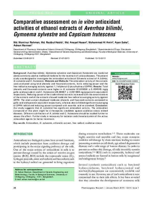 (PDF) Comparative assessment on in vitro antioxidant activities of ...