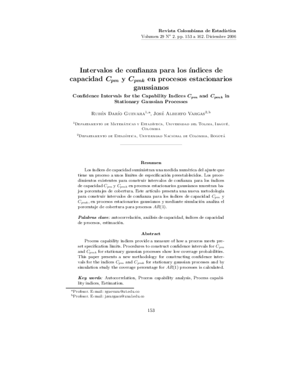 (PDF) Confidence Intervals for the Capability Indices Cpm and Cpmk in ...