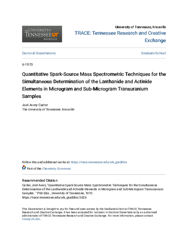 (PDF) Spark-Source Mass Spectrometric Techniques for the Analysis of ...