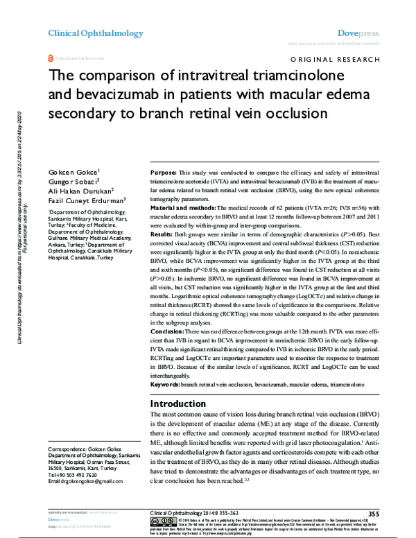 (PDF) The comparison of intravitreal triamcinolone and bevacizumab in ...