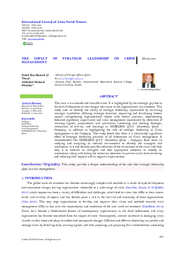 (PDF) The Impact of Strategic Leadership on Crisis Management