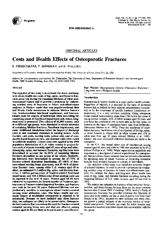 (PDF) Costs and health effects of osteoporotic fractures