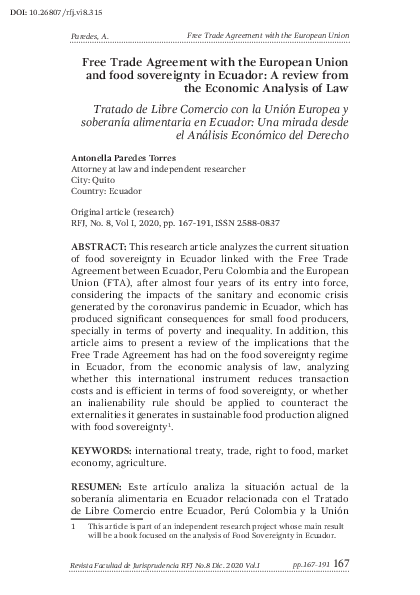 (PDF) Free Trade Agreement with the European Union and food sovereignty ...