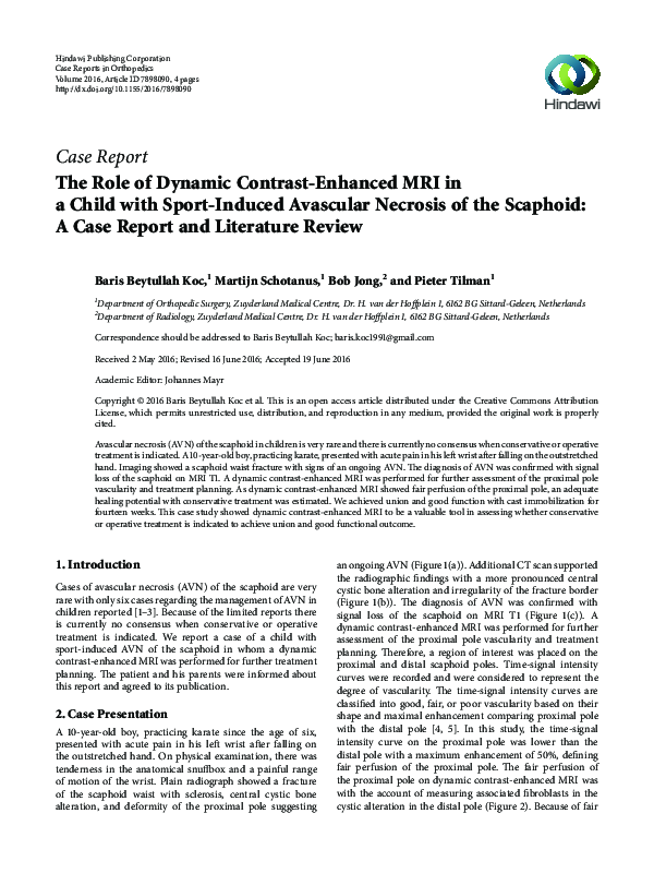 (PDF) The Role of Dynamic Contrast-Enhanced MRI in a Child with Sport ...