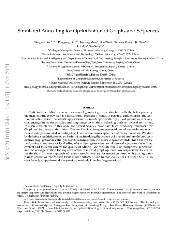 (PDF) Simulated annealing for optimization of graphs and sequences