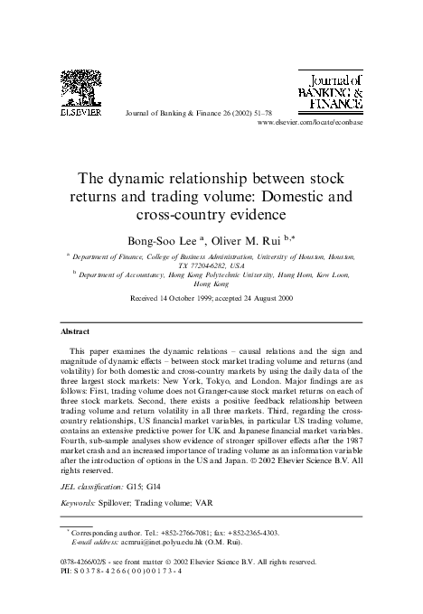 (PDF) The dynamic relationship between stock returns and trading volume ...