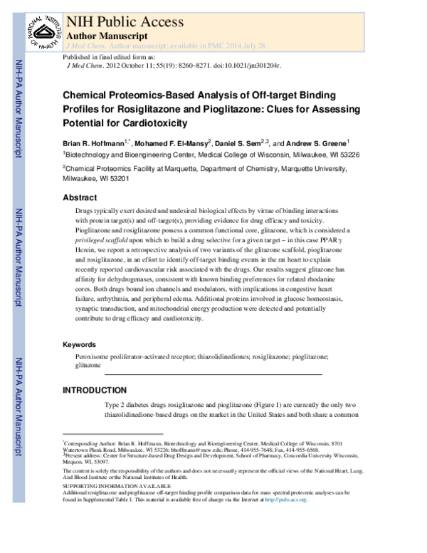 (PDF) Chemical Proteomics-Based Analysis of Off-Target Binding Profiles ...