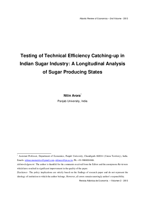 pdf-testing-of-technical-efficiency-catching-up-in-indian-sugar
