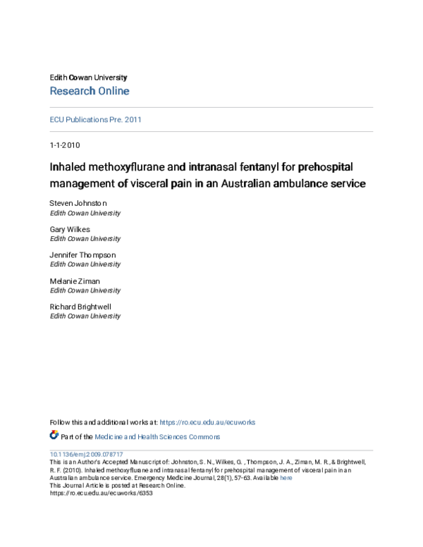 (PDF) Inhaled methoxyflurane and intranasal fentanyl for prehospital ...