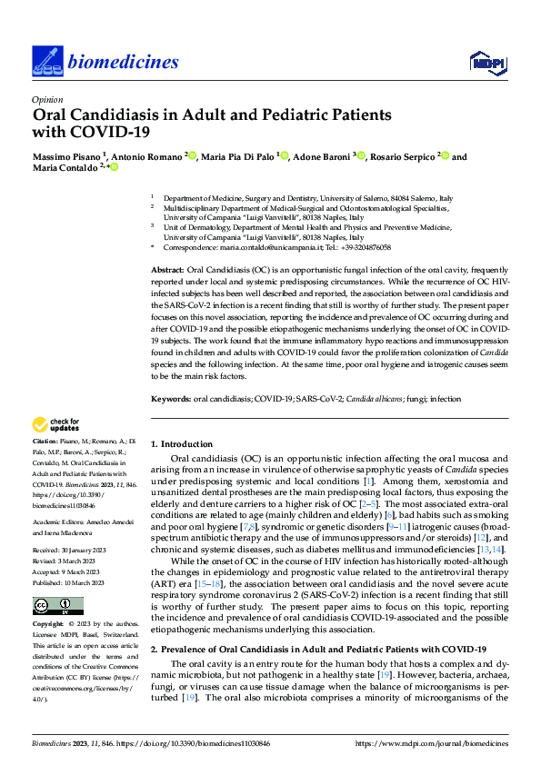 (PDF) Oral Candidiasis in Adult and Pediatric Patients with COVID-19
