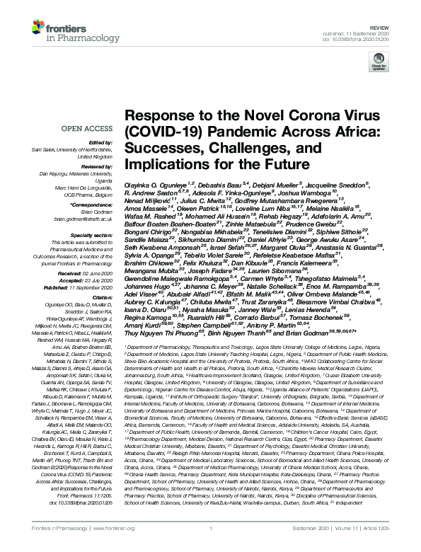 (PDF) Response to the Novel Corona Virus (COVID-19) Pandemic Across ...