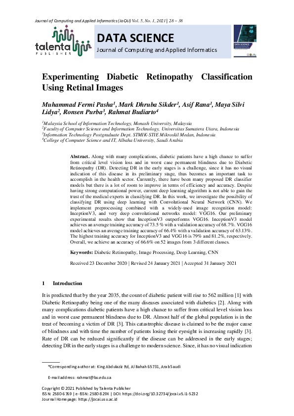 (PDF) Experimenting Diabetic Retinopathy Classification Using Retinal ...