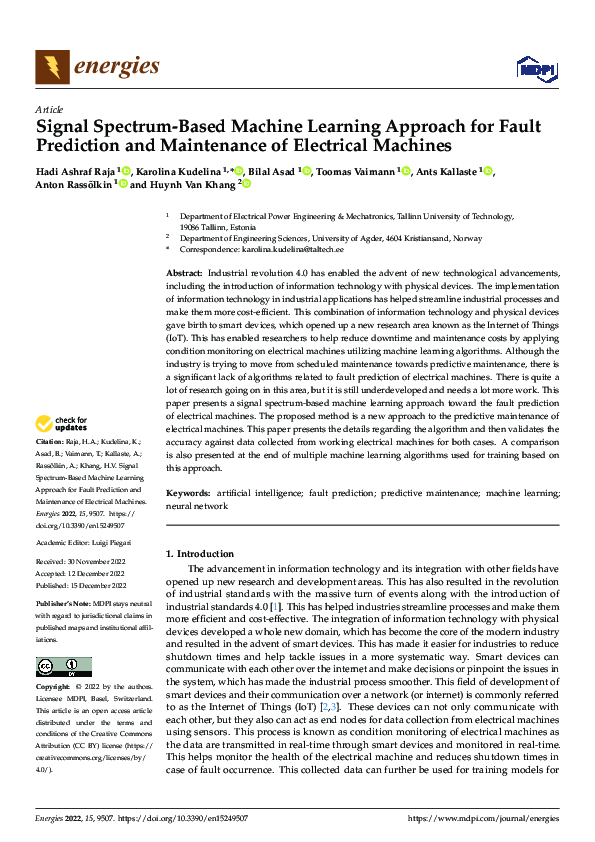 (PDF) Signal Spectrum-Based Machine Learning Approach for Fault ...