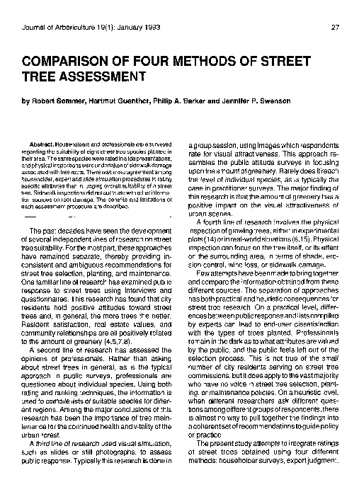 (PDF) Comparison of Four Methods of Street Tree Assessment