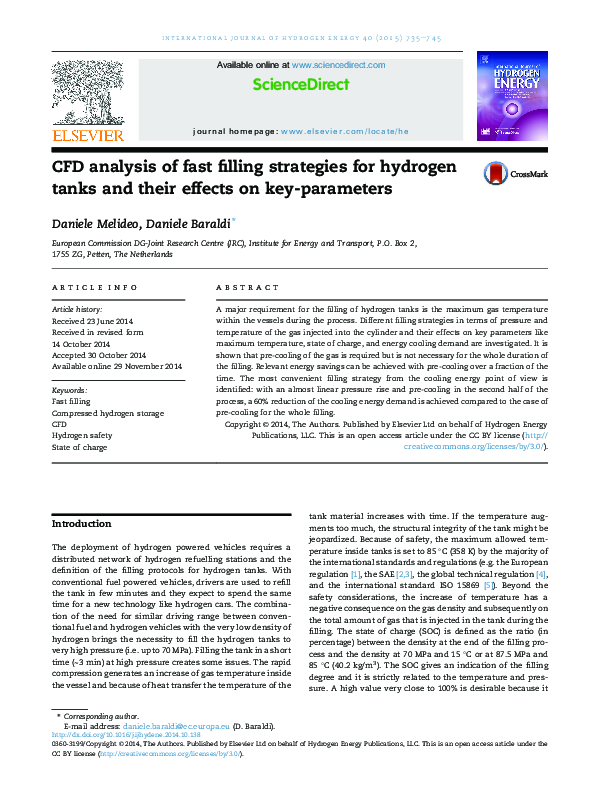 (PDF) CFD analysis of fast filling strategies for hydrogen tanks and ...