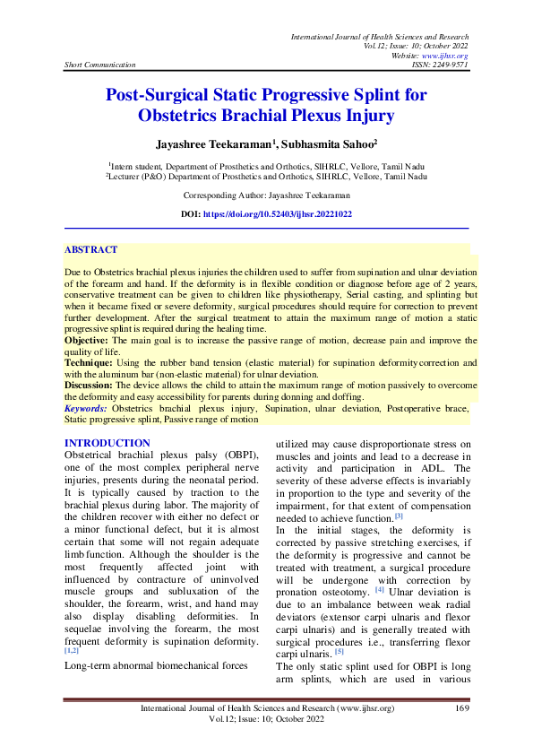 pdf post surgical static progressive splint for obstetrics brachial