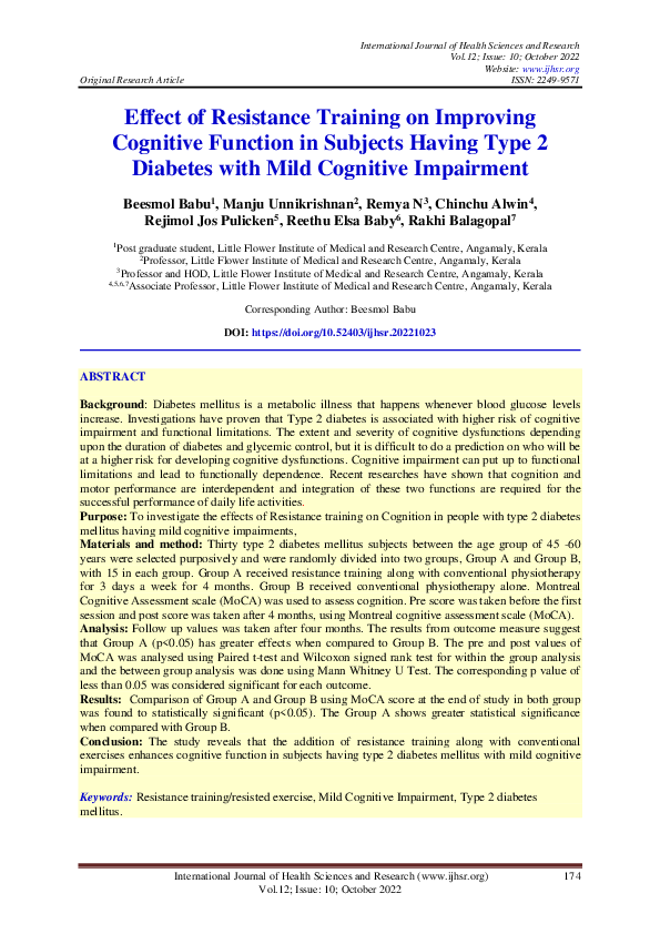 (PDF) Effect of Resistance Training on Improving Cognitive Function in ...