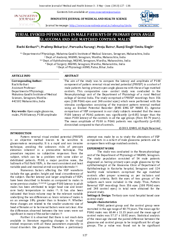 (PDF) Comparison of Visual Evoked Potential Components In Female ...