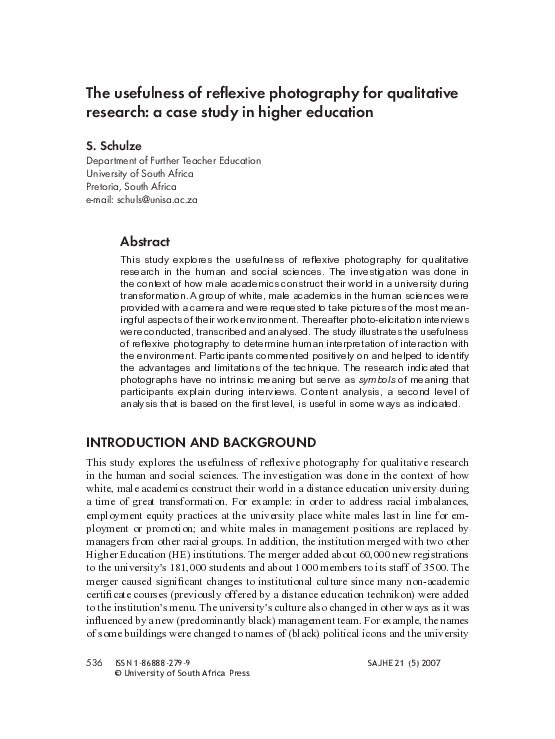 (PDF) The usefulness of reflexive photography for qualitative research