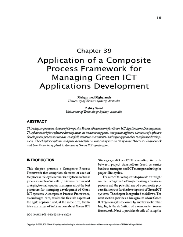 (PDF) Application of a Composite Process Framework for Managing Green ...