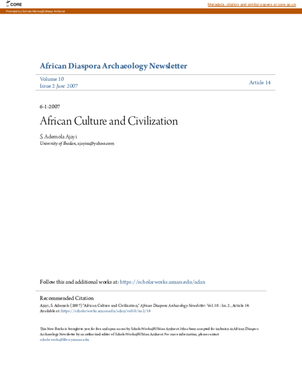 (PDF) African Culture and Civilization