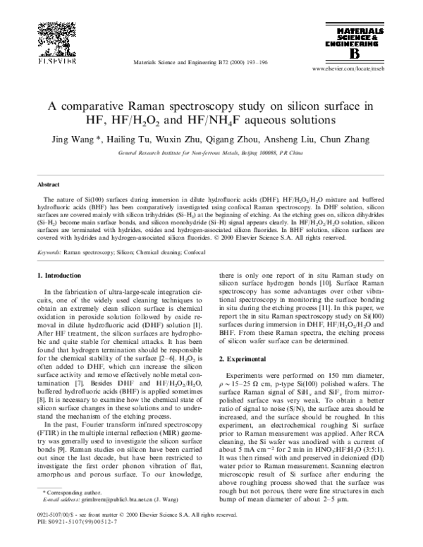 (PDF) A comparative Raman spectroscopy study on silicon surface in HF ...