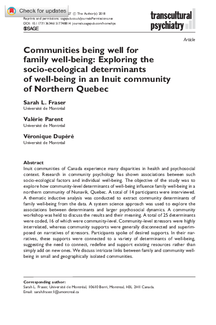 (PDF) Communities being well for family well-being: Exploring the socio ...