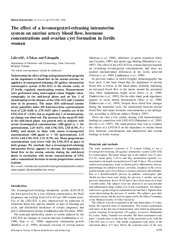 (PDF) The effect of a levonorgestrel-releasing intrauterine system on ...