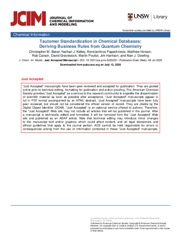 (PDF) Tautomer Standardization in Chemical Databases: Deriving Business ...