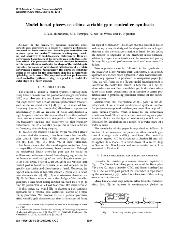 (PDF) Model-based piecewise affine variable-gain controller synthesis