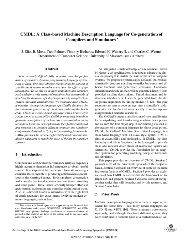 (PDF) CMDL: a class-based machine description language for co ...