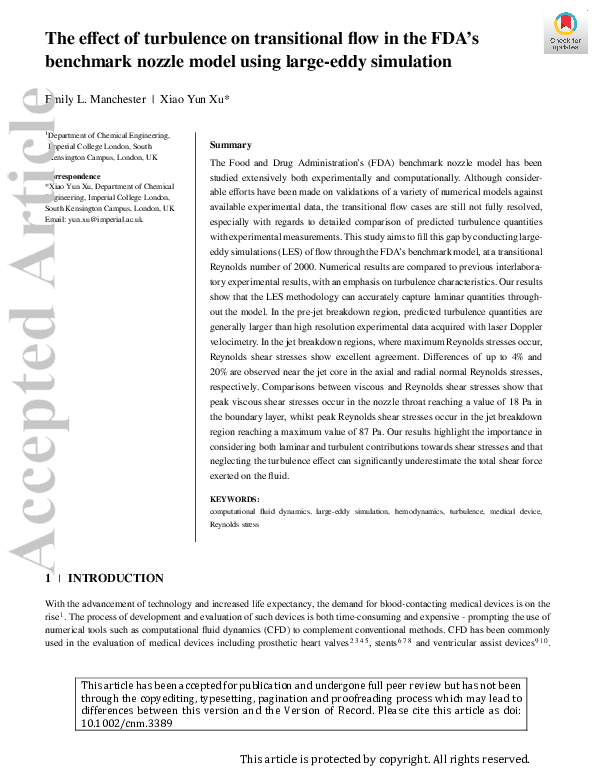 (PDF) The effect of turbulence on transitional flow in the FDA 's ...