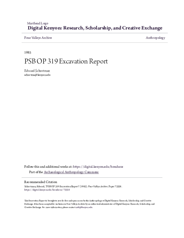 (PDF) PSB OP 319 Excavation Report