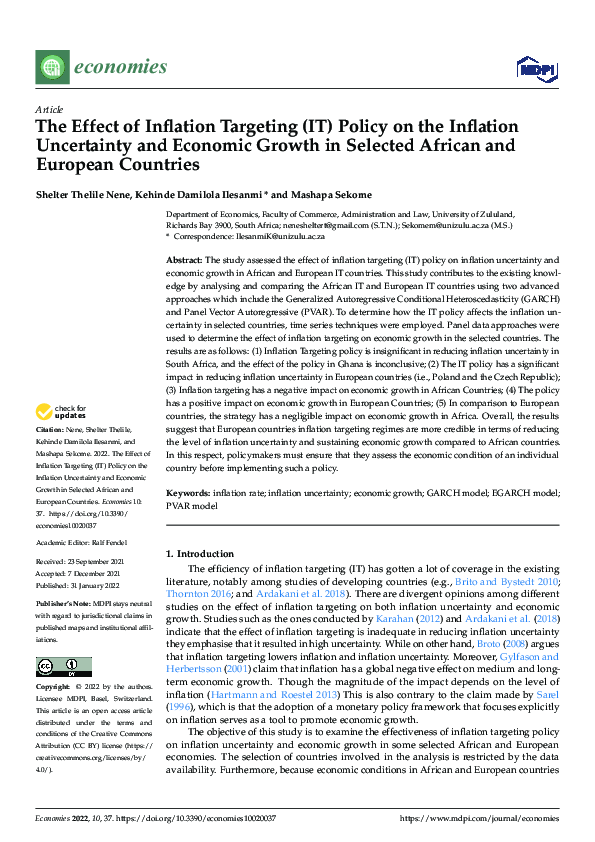 (PDF) The Effect of Inflation Targeting (IT) Policy on the Inflation ...