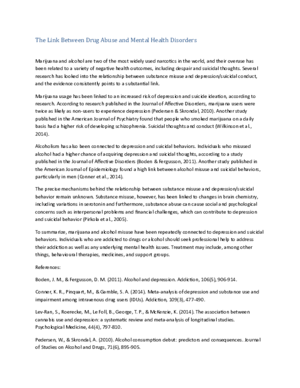 (DOC) The Link Between Drug Abuse and Mental Health Disorders