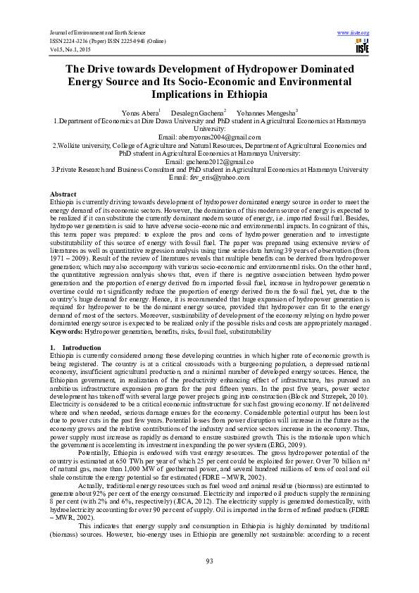 (PDF) The Drive towards Development of Hydropower Dominated Energy ...