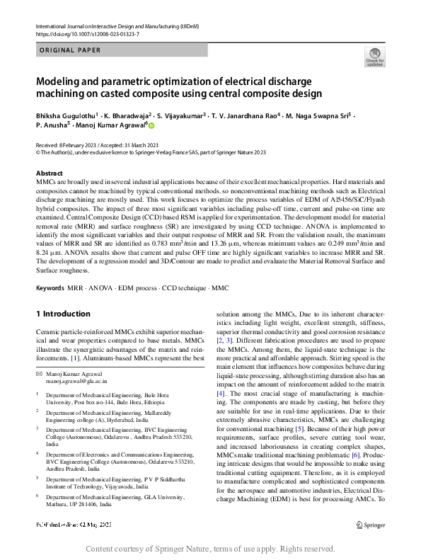 (PDF) Modeling and parametric optimization of electrical discharge ...