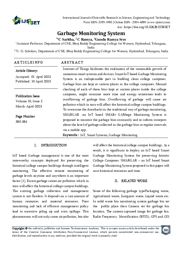 (PDF) Garbage Monitoring System