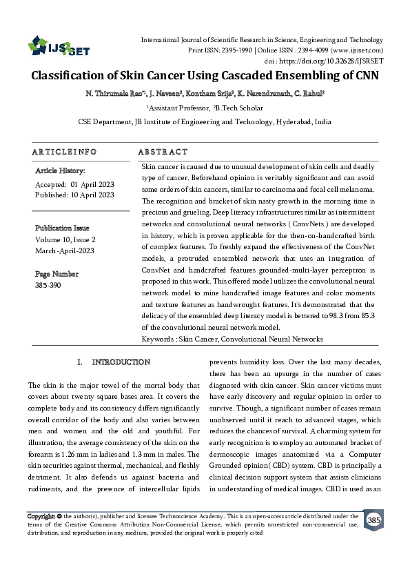 (PDF) Classification of Skin Cancer Using Cascaded Ensembling of CNN