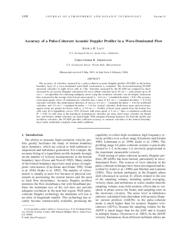 (PDF) Accuracy of a Pulse-Coherent Acoustic Doppler Profiler in a Wave ...