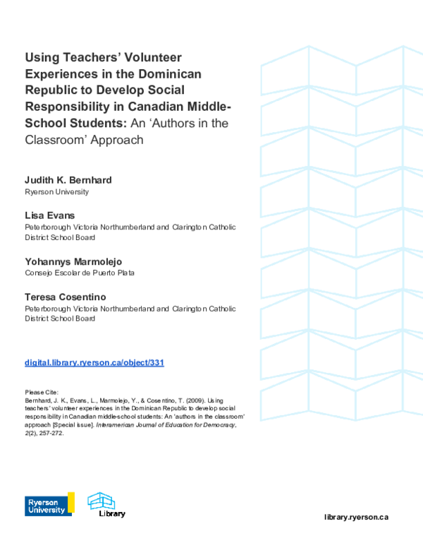 (PDF) Using Teachers’ Volunteer Experiences in the Dominican Republic ...