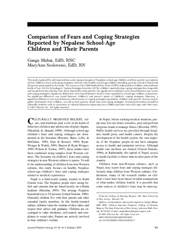 (PDF) Comparison of fears and coping strategies reported by Nepalese ...