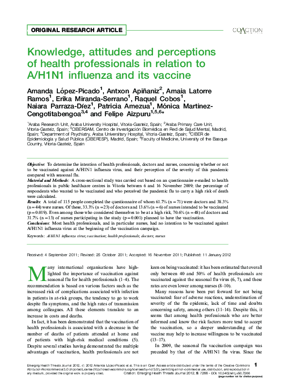 (PDF) Knowledge, attitudes and perceptions of health professionals in ...