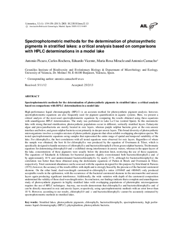 (PDF) Spectrophotometric methods for the determination of
