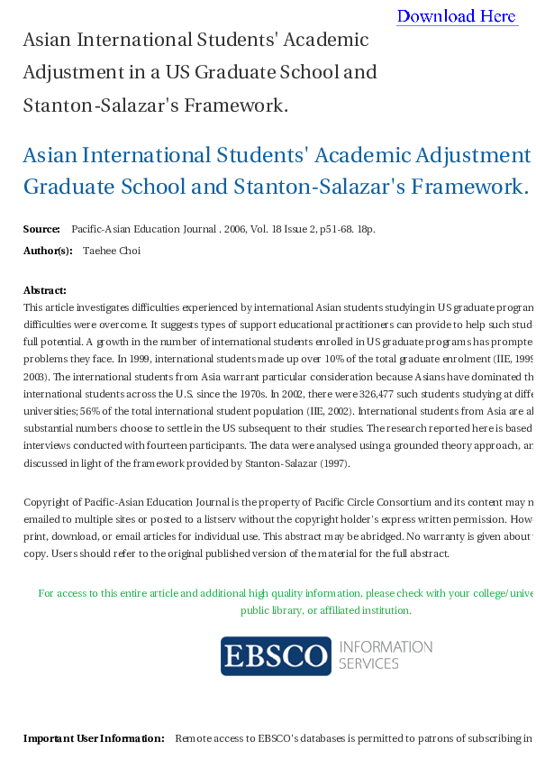 (PDF) Asian International Students' Academic Adjustment in a US ...